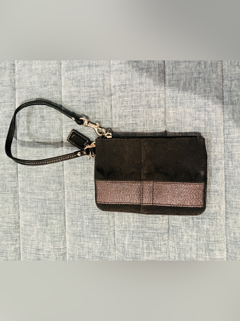 Coach Black Wristlet Clutch with Glitter Accent